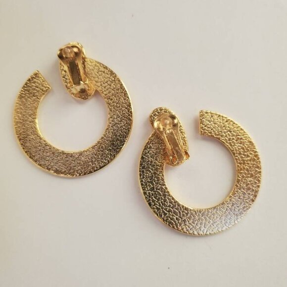 Large Vintage Parklane Goldtone Art Deco Statement Clip-on Earrings - Picture 9 of 10